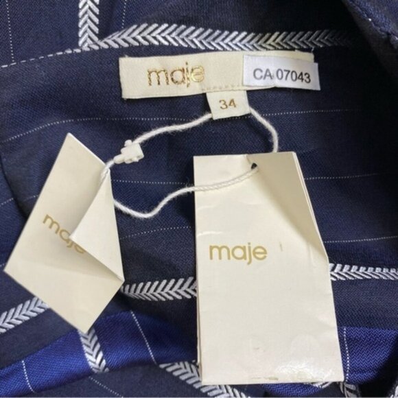 NWT Maje Panti Marine‎ Pinstripe Jumpsuit in Navy size 34 (US 2) - Picture 9 of 10